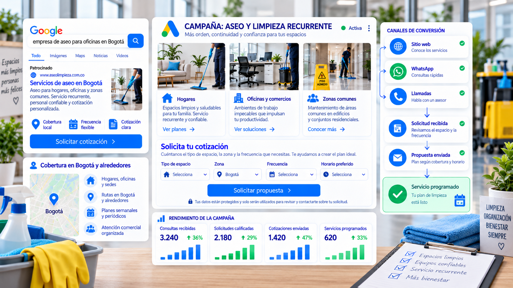 Google ads para empresas de aseo y limpieza | |