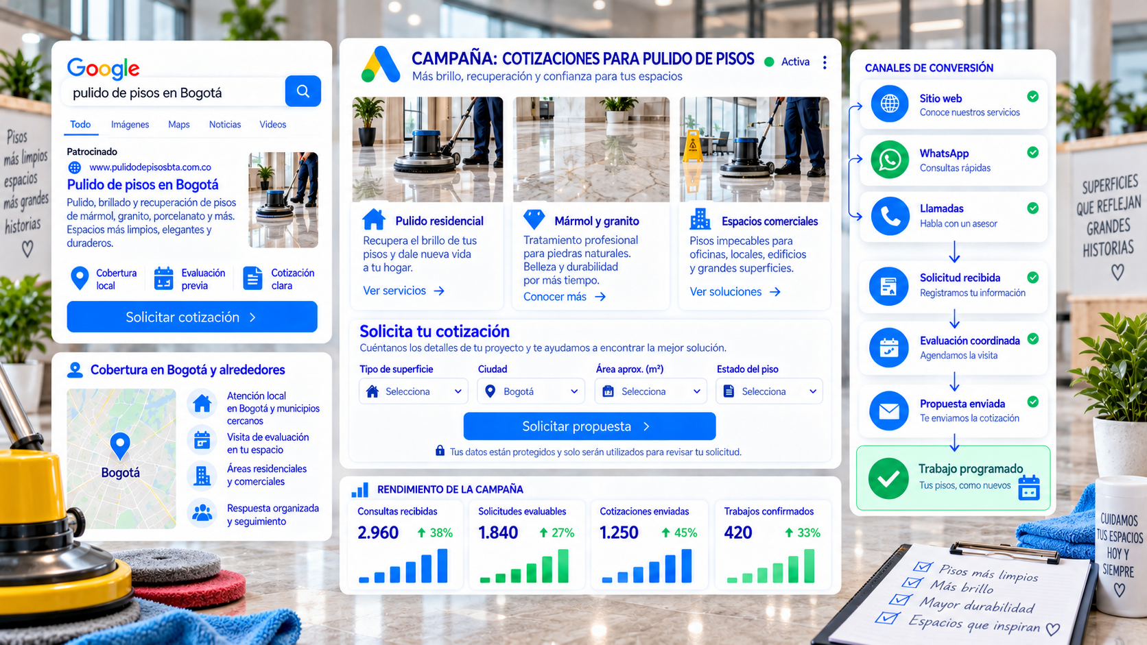 Google ads para pulido de pisos | |