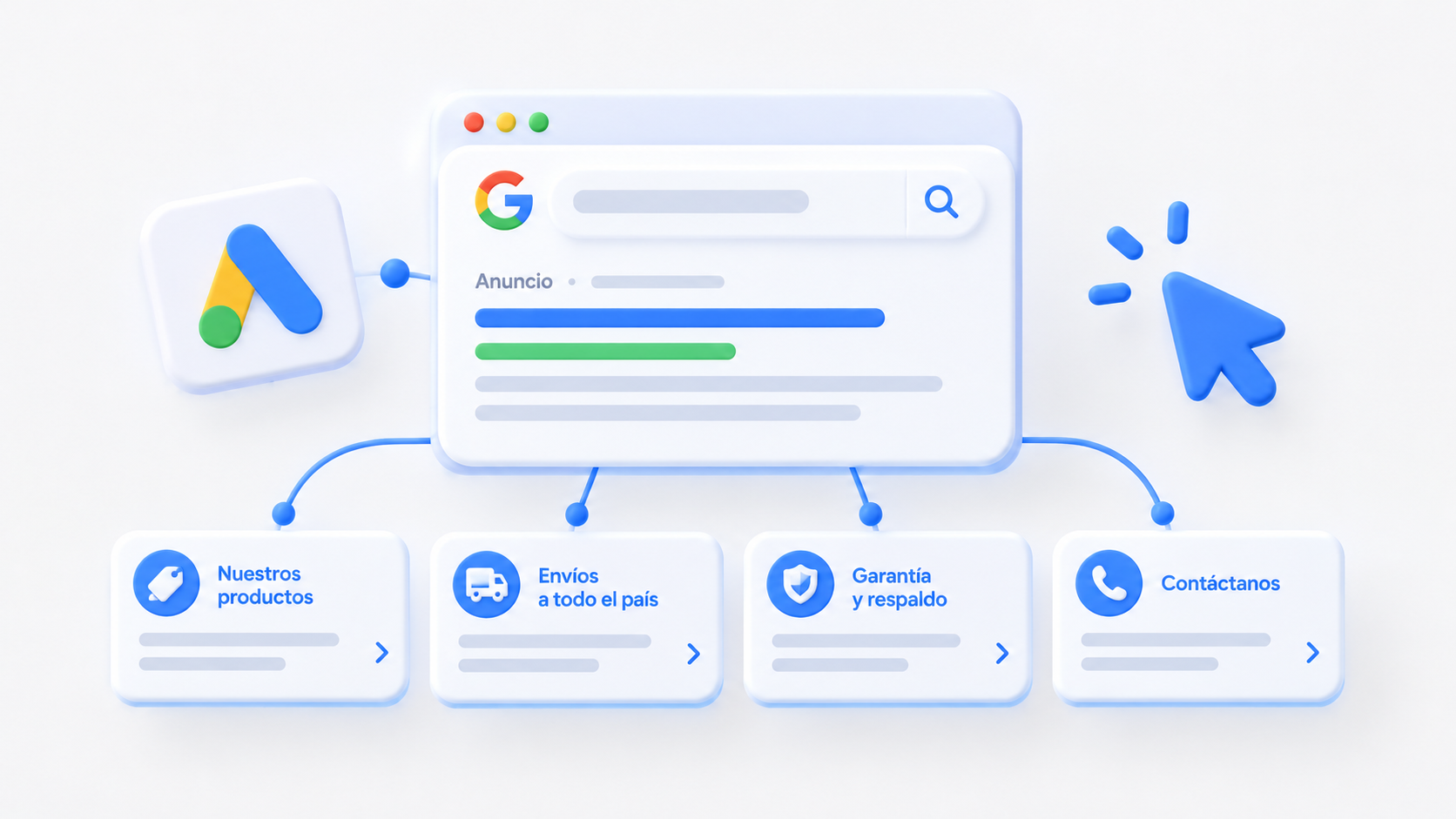 Anuncio de google con enlaces destacados | |
